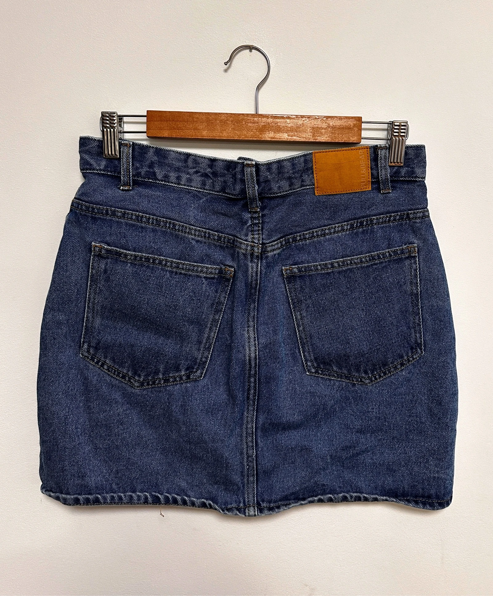 Pull&Bear Hoge-Taille Knopop Denim Mini Rok | Maat M – photo 3